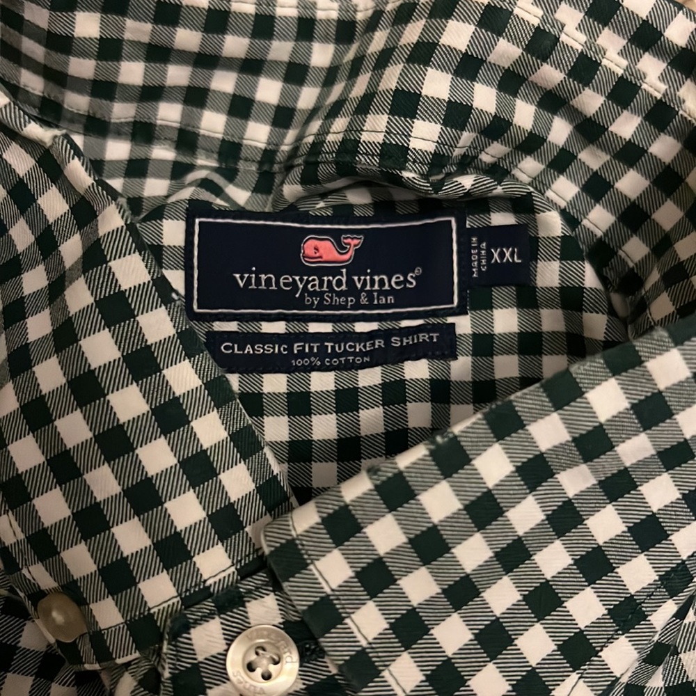 Vineyard Vines Tucker Shirt Long Sleeve Mens XXL Green Gingham Plaid - Picture 3 of 5
